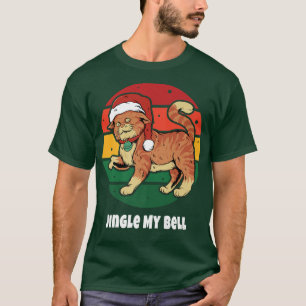 T-shirt Cute Cat Santa Claus Retro Vintage Sunset Happy Ho