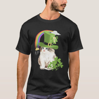T-shirt Cute Cat St Patricks Day Shamrock Rainbow Patty K
