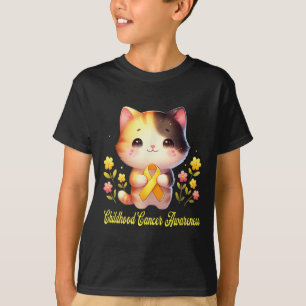 T-shirt Cute Cat tenant le ruban Sensibilisation au cancer