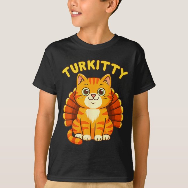 T-shirt Cute Cat Turkey Funny Thanksgiving For Men Women K (Devant)