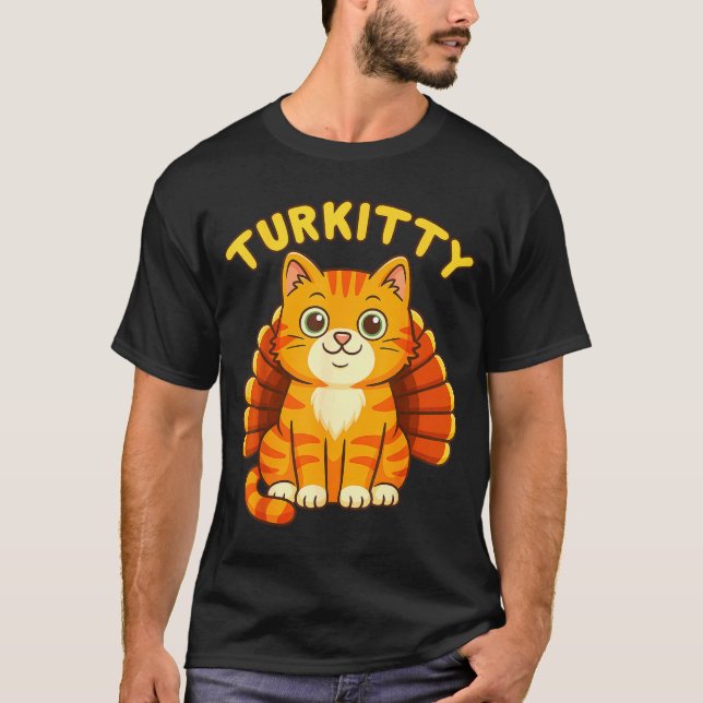 T-shirt Cute Cat Turkey Funny Thanksgiving For Men Women K (Devant)