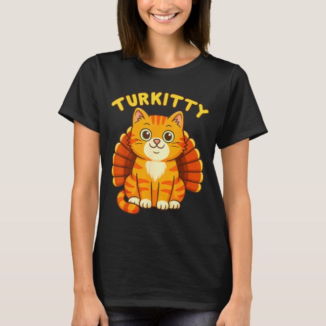 T-shirt Cute Cat Turkey Funny Thanksgiving For Men Women K (Devant)
