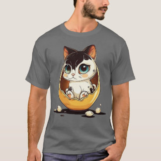 T-shirt Cute Cat with big eyes in the egg