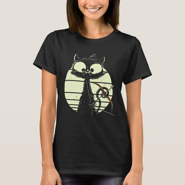 T-shirt Cute Cat With Bow And Arrow Archer Cat (Devant)