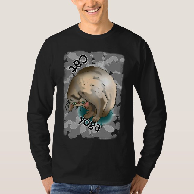 T-shirt Cute Cat Yoga Cou Étirement (Devant)