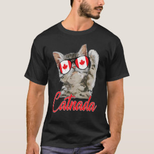 T-shirt Cute Catane Canada Chat Feuille d'érable Drapeau c