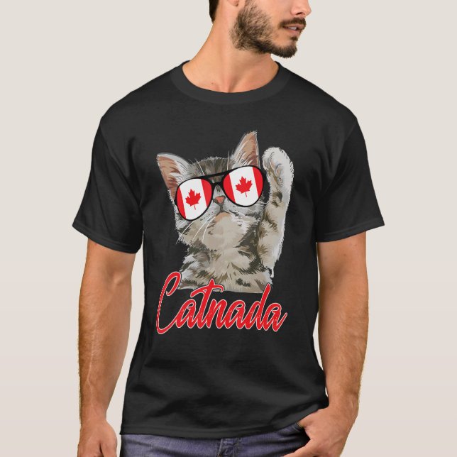 T-shirt Cute Catane Canada Chat Feuille d'érable Drapeau c (Devant)