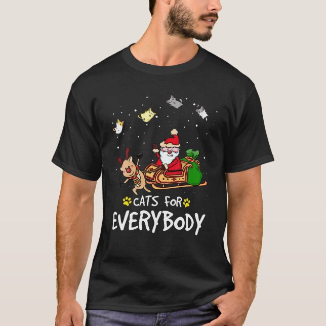 T-shirt Cute Cats For Everybody Christmas With Reindeer An (Devant)