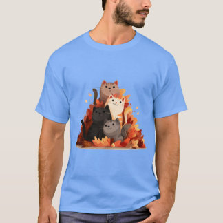 T-shirt Cute Cats in Leaves boy