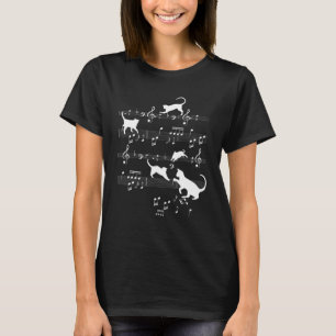 T-shirt Cute Cats Jouer Avec Partition Notes Kittie