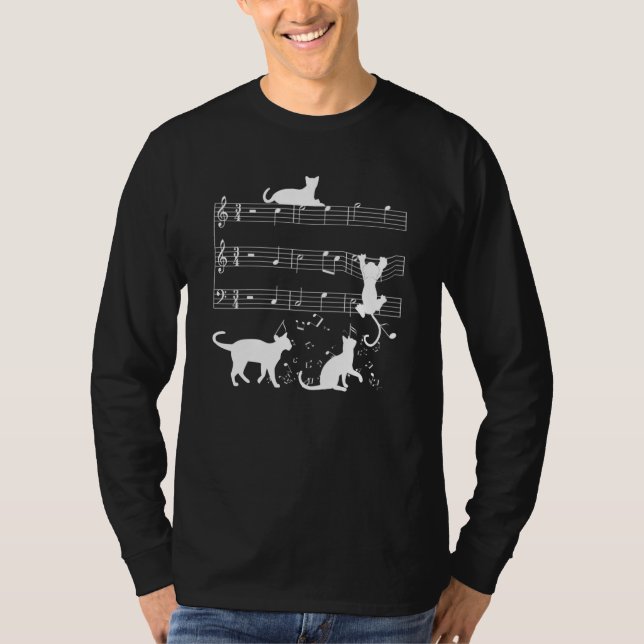T-shirt Cute cats kittens musical note clef musician (Devant)