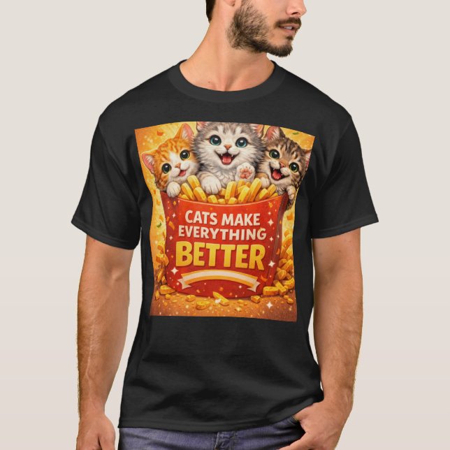 T-shirt Cute Cats Make Everything Better Cartoon Design (Devant)