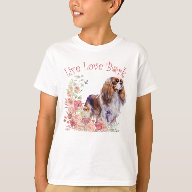 T-shirt Cute Cavalier King Charles Spaniel Chien Floral (Devant)