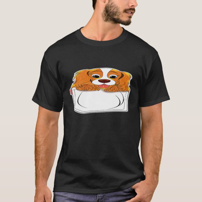 T-shirt Cute Cavalier King Charles Spaniel Poche Chien gra (Devant)