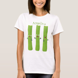 T-shirt Cute céleri bâtons trio caricature légumes