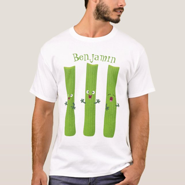 T-shirt Cute céleri bâtons trio caricature légumes (Devant)