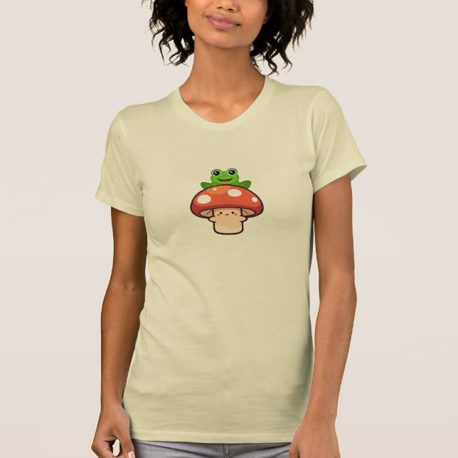 T-shirt Cute champignon & Frog Duo, Kawaii tee graphique (Devant)