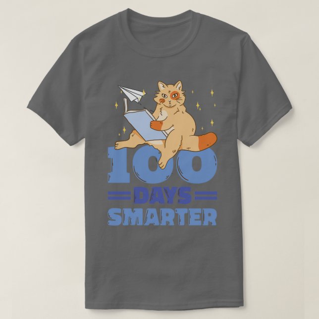 T-shirt Cute Chat 100 Jours plus intelligent (Design devant)