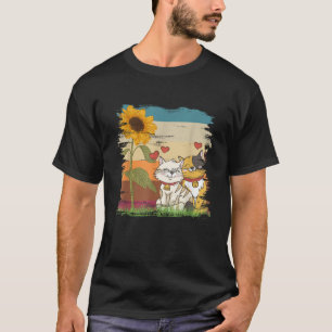 T-shirt Cute Chat Animal Fleurs Jaunes Fleuriste Cadeau Re
