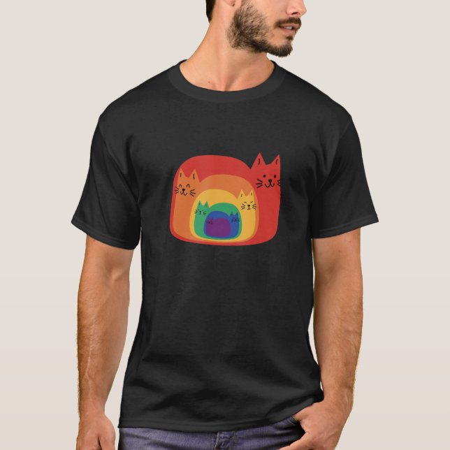 T-shirt Cute chat arc-en-ciel Adorable (Devant)