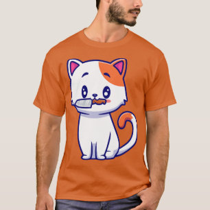 T-shirt Cute Chat Avec Dessin De Couteau