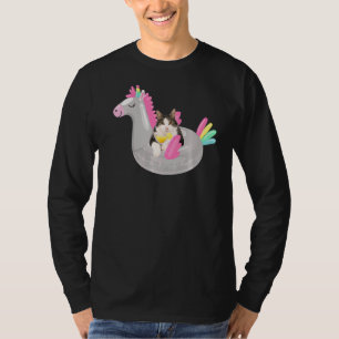 T-shirt Cute Chat Avec Margarita Et Unicorne Float Kitten