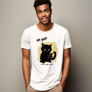 T-shirt Cute chat avec pistolet Chat moyen drôle