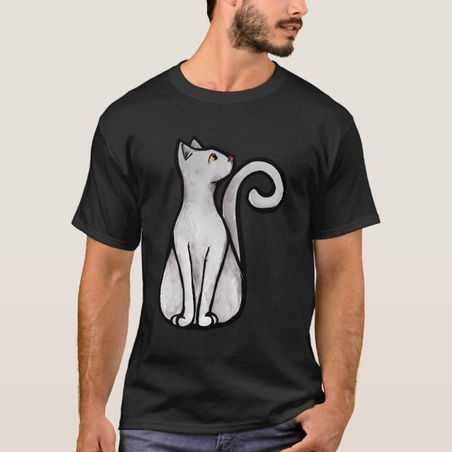 T-shirt Cute Chat Blanc Art Blanc Kitty (Devant)
