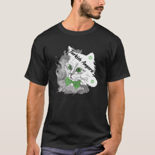 T-shirt Cute Chat Blanc Kitten Yeux verts avec Bow Ie Anka