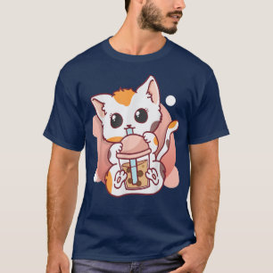 T-shirt Cute Chat Boba Thé Buble Thé Anime Kawaii Femmes G