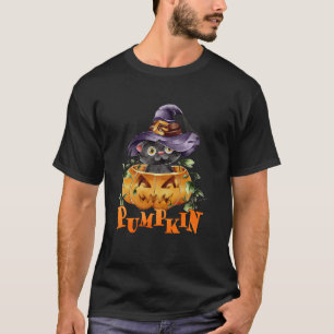 T-shirt Cute Chat Citrouille Drôle Halloween Costume Kitty