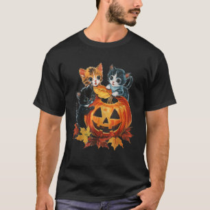 T-shirt Cute Chat Citrouille Halloween Éffrayante saison M