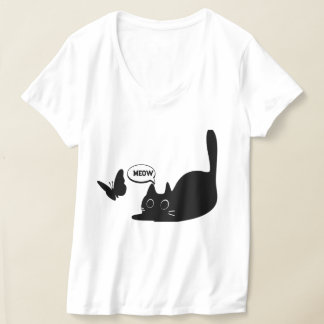 T-shirt Cute chat et Meow papillon