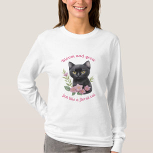 T-shirt Cute chat Floral Design Fleurit et grandit