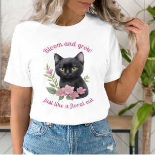 T-shirt Cute chat Floral Design Fleurit et grandit