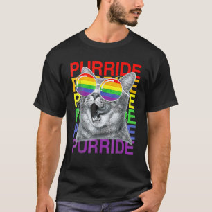 T-shirt Cute Chat Gay pride Mois Arc-en-ciel Lunettes de s