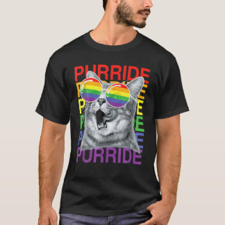 T-shirt Cute Chat Gay pride Mois Arc-en-ciel Lunettes de s