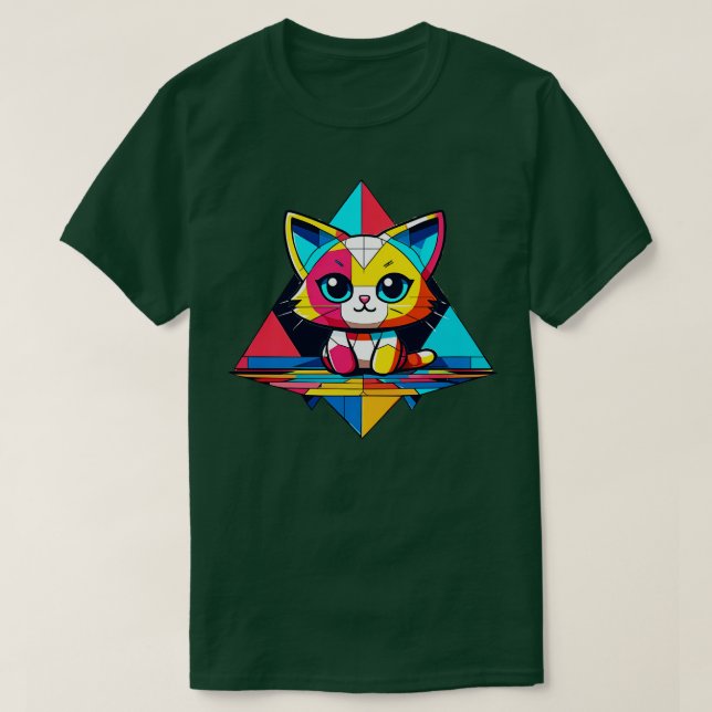 T-shirt Cute chat géométrique (Design devant)