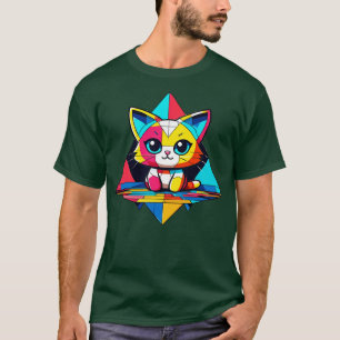 T-shirt Cute chat géométrique