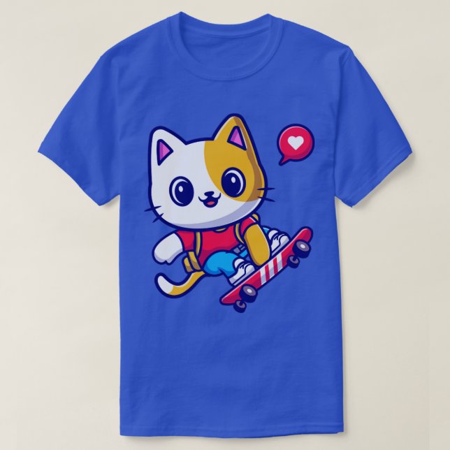 T-shirt Cute Chat Jouer Skateboard Cartoon1 (Design devant)