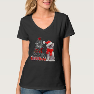 T-shirt Cute Chat Joy Hope Love Peace Christmas Tree Holid