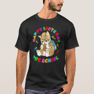 T-shirt Cute Chat Joyeux 100E Jour D'École Pour Pré-École