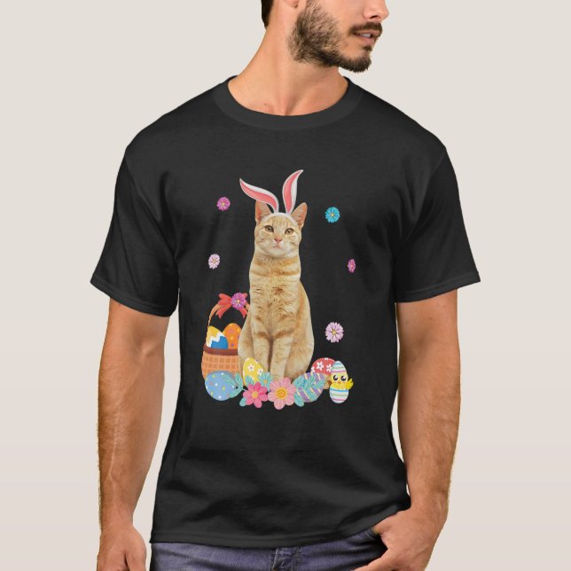 T-shirt Cute Chat Lapin De Pâques Oreilles Pour Garçons Fi (Devant)