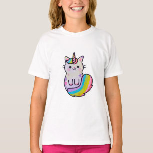 T-shirt Cute chat licorne arc-en-ciel