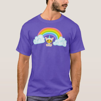 T-shirt Cute chat licorne et arc-en-ciel Triblend