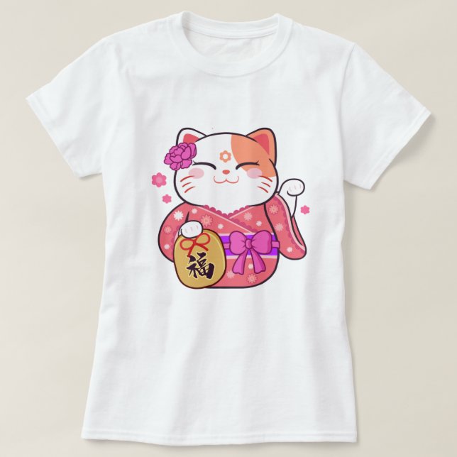 T-shirt Cute Chat Lucky (Design devant)
