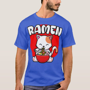 T-shirt Cute Chat Mange Ramen nouilles