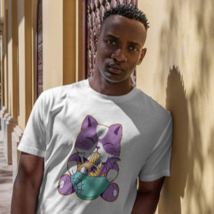 T-shirt Cute chat manger Halloween Ramen