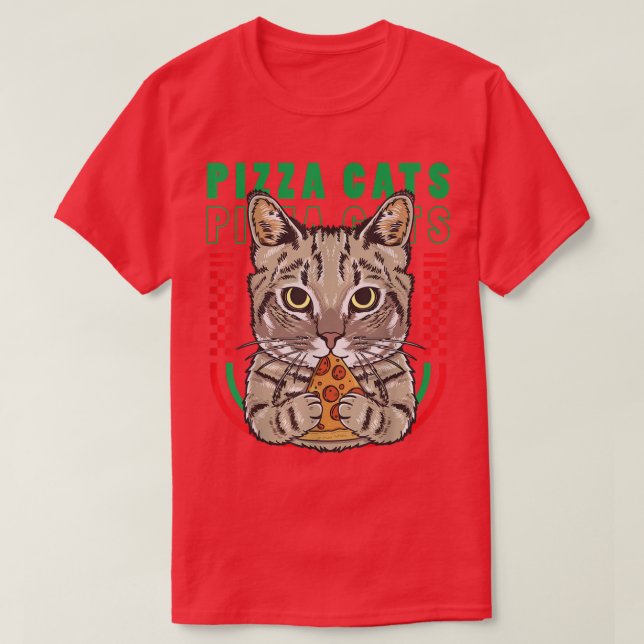 T-shirt Cute Chat Manger Pizza Drôle Chat Pizza Amateurs  (Design devant)