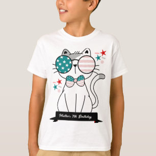 T-shirt Cute Chat Patriotique Anniversaire Garçons